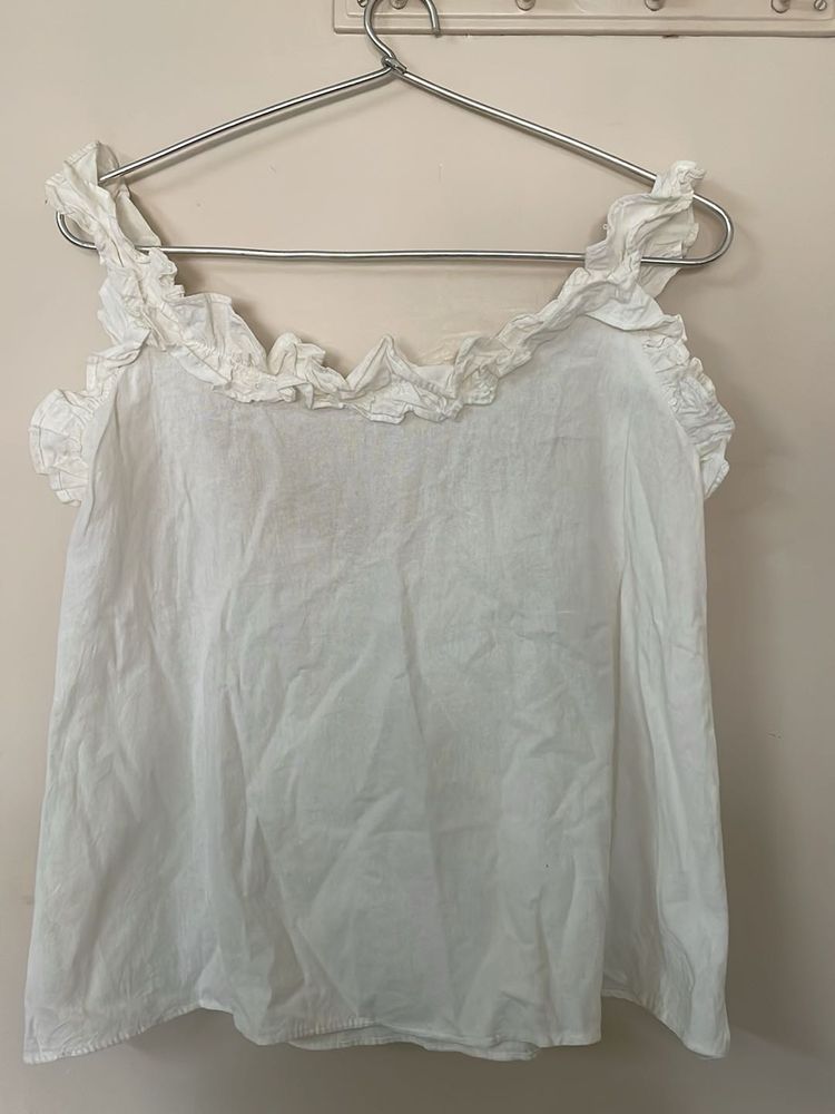 White Ruffled Cami Top
