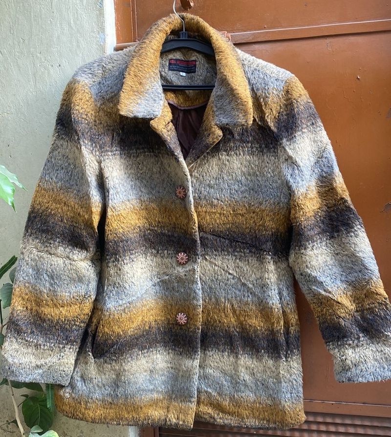 Striped Wool Blend Jacket/Coat