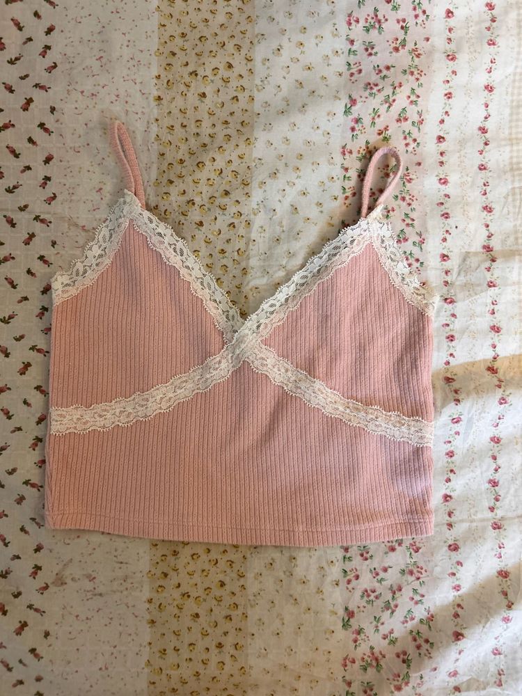 coquette Pink Lace Trim Cami🩰🪽