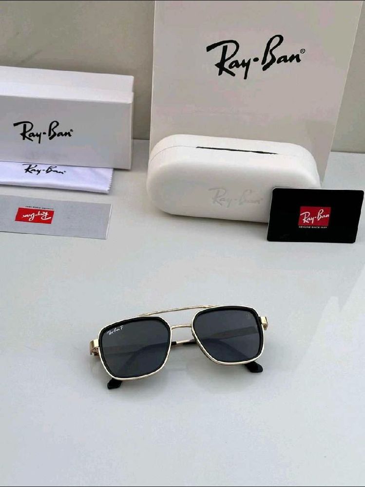 Ray-Ban Premium Gold-Frame Black Sunglasses