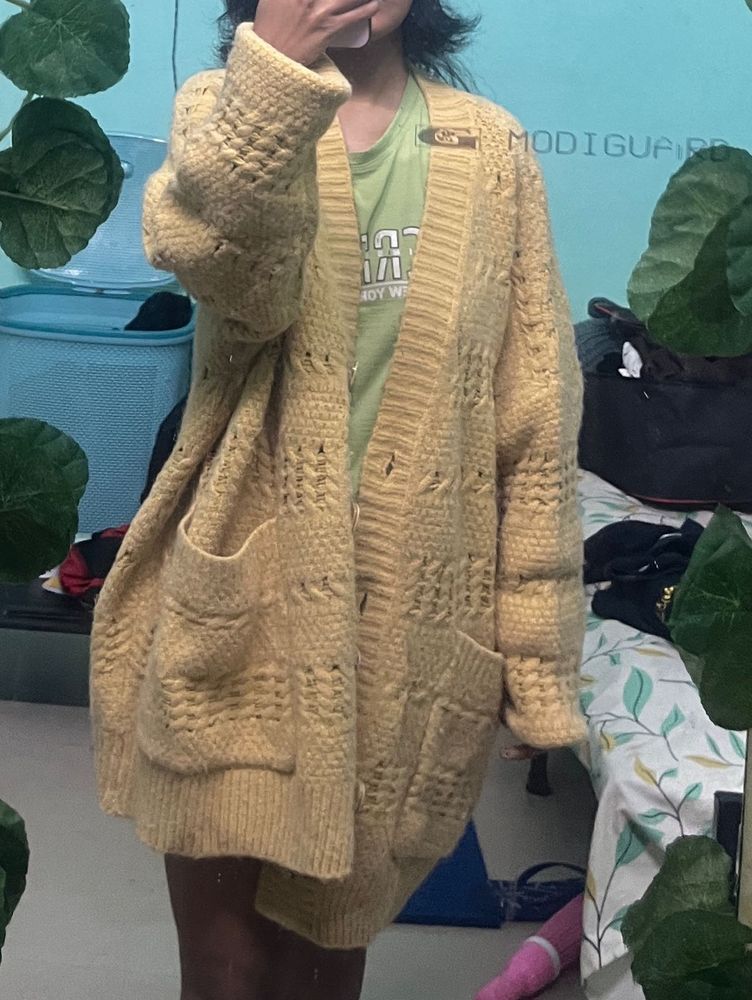 Korean Yellow Knit Cardigan