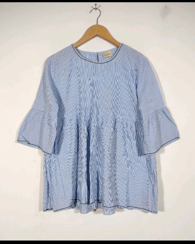 Pure Cotton Sky Blue Striped Top