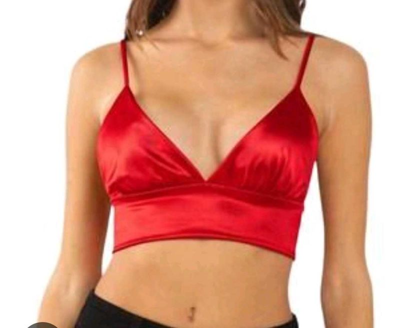 Satin Red Triangle Bra