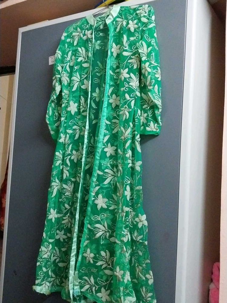 Suit Kurta Pant With Net Work Jacket