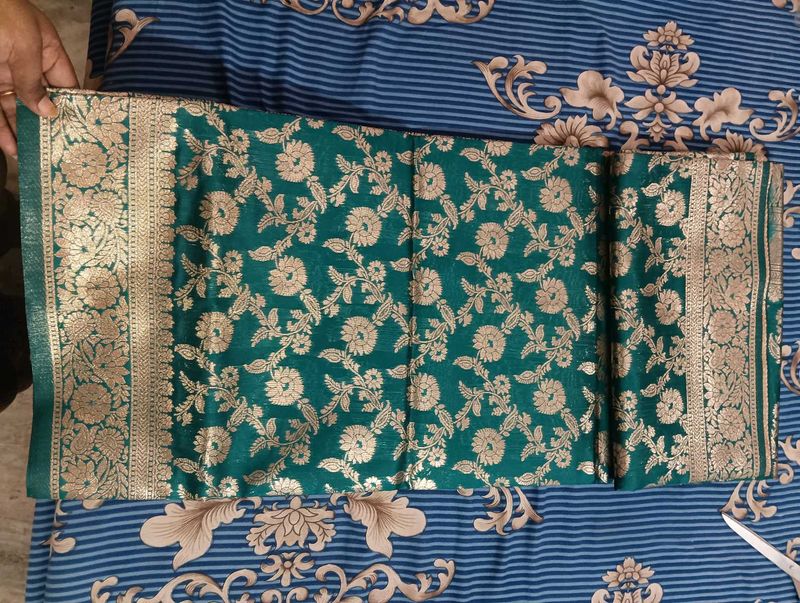 Elegant Teal Banarasi Silk Saree