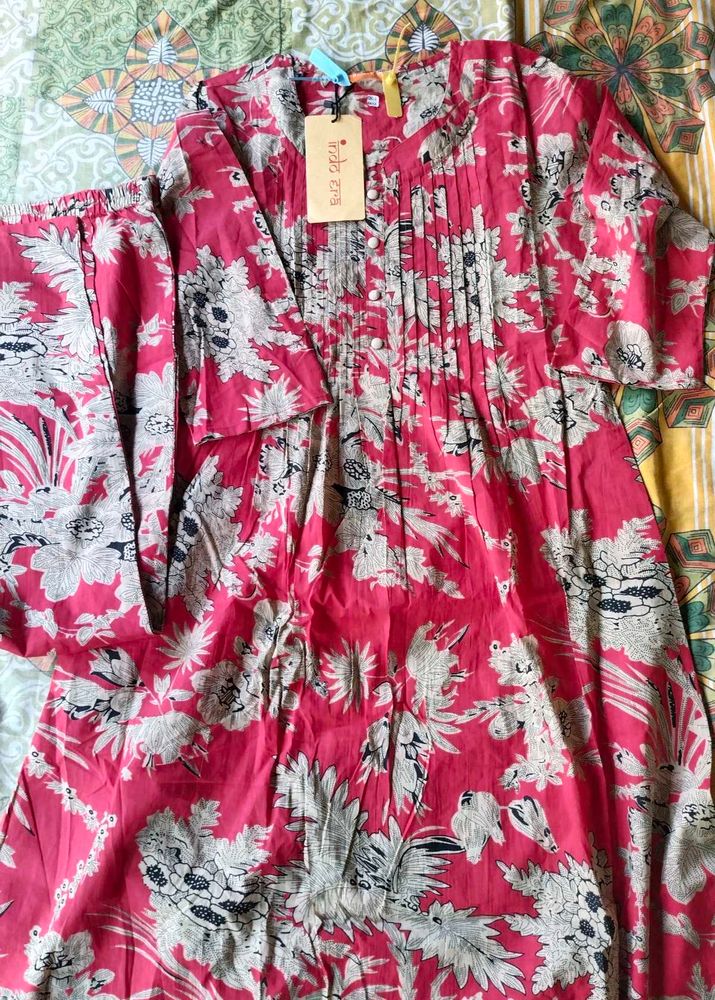Vibrant Floral Print Kurta Set