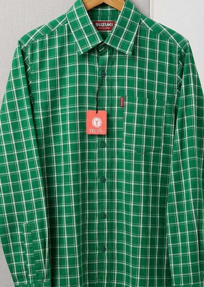 Green Plaid Button-Up Shirt