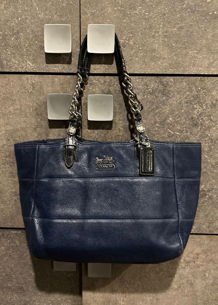 Coach Navy Leather Tote Bag