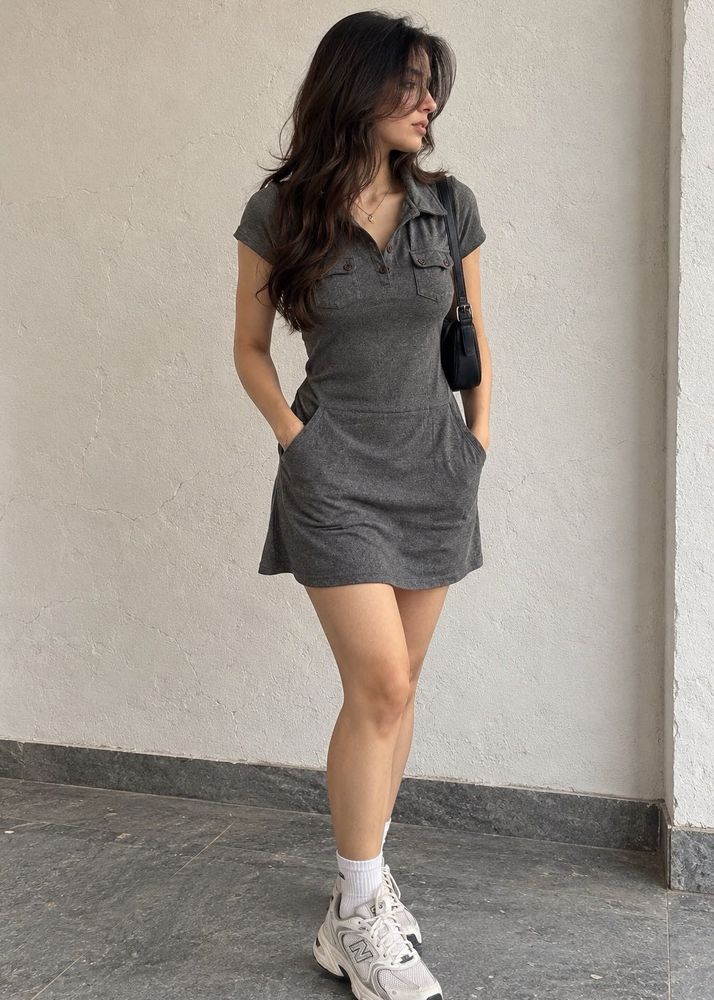 North face Grey Collared Pocket Dress