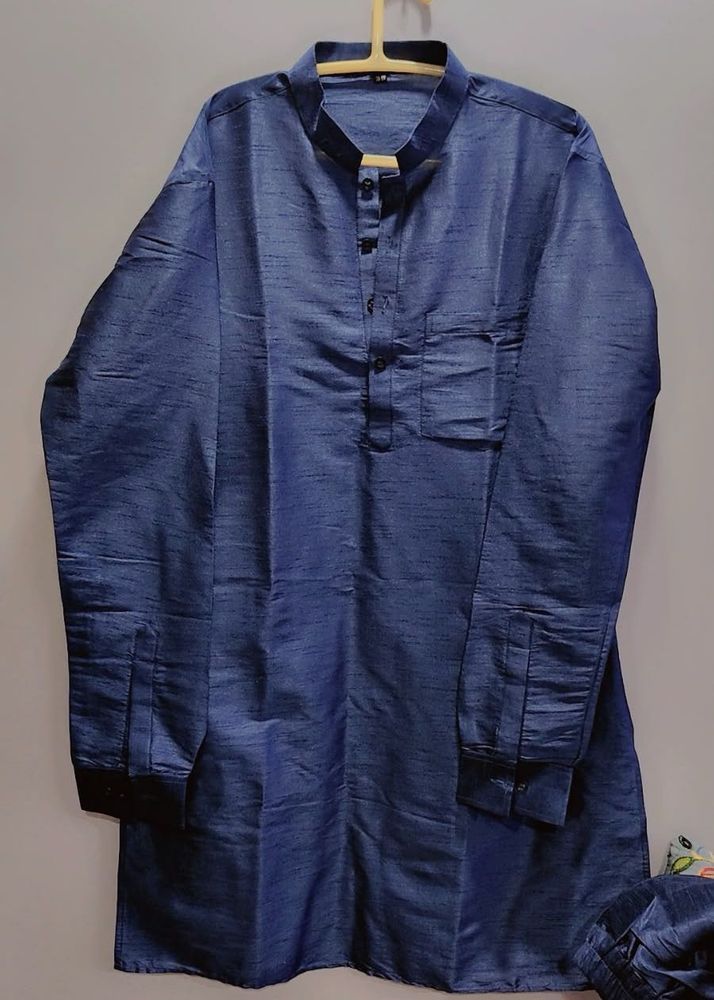 Men's Blue Silk Kurta with pant set