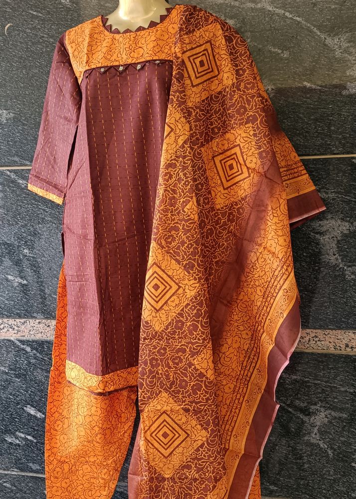 Readymade Cotton Suit Full Set Top, Bottom &amp; Dupta