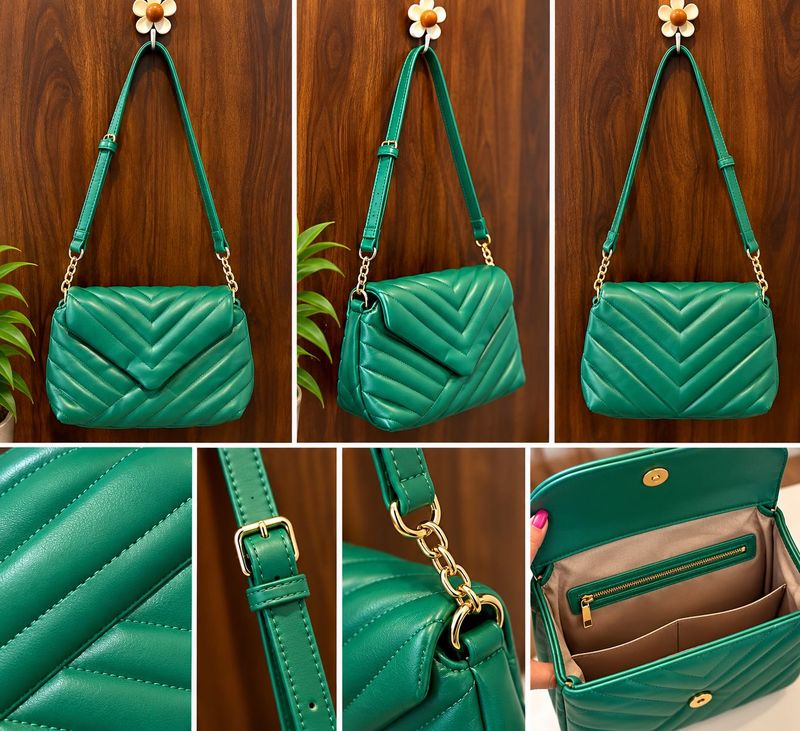 Chic Quilted Green Shoulder Bag