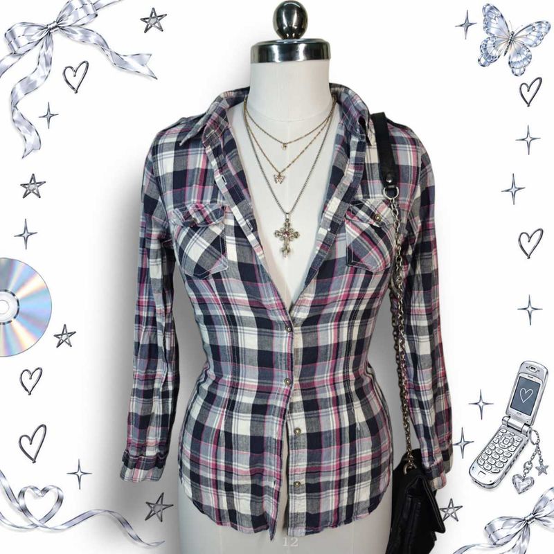 Cute Plaid Button-Up Shirt