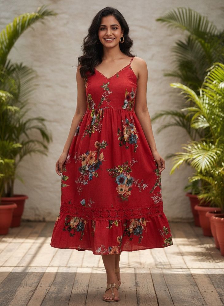 Red Floral Summer Dress