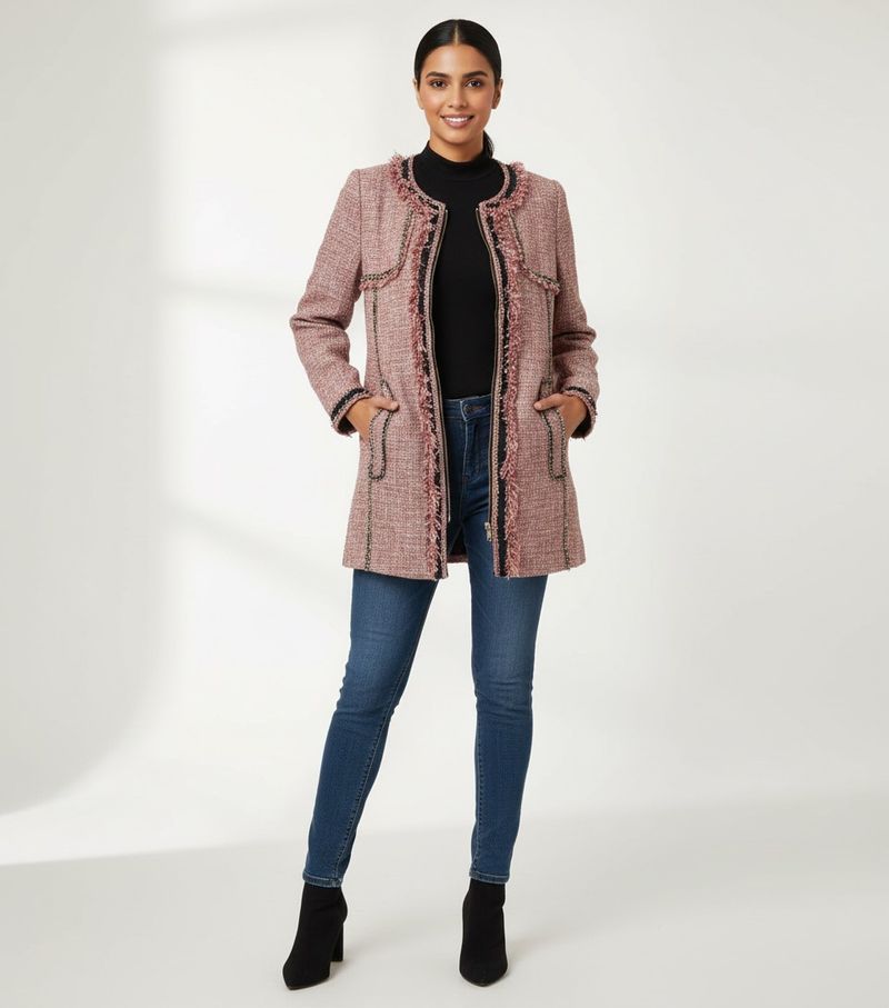 Chic Pink Tweed Jacket