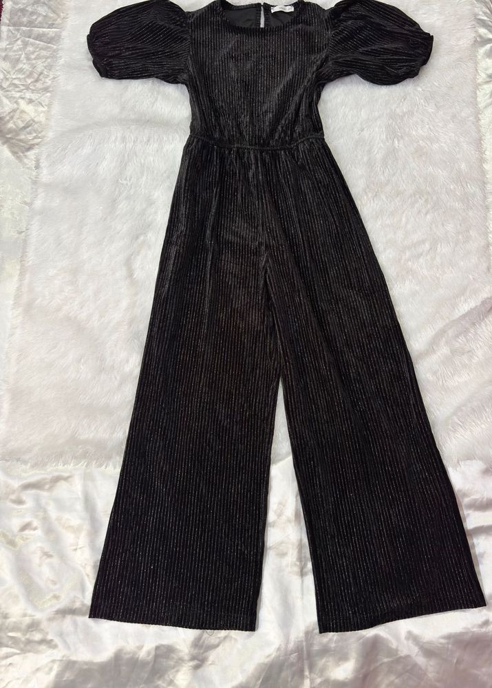 Chic Black Velvet Jumpsuit
