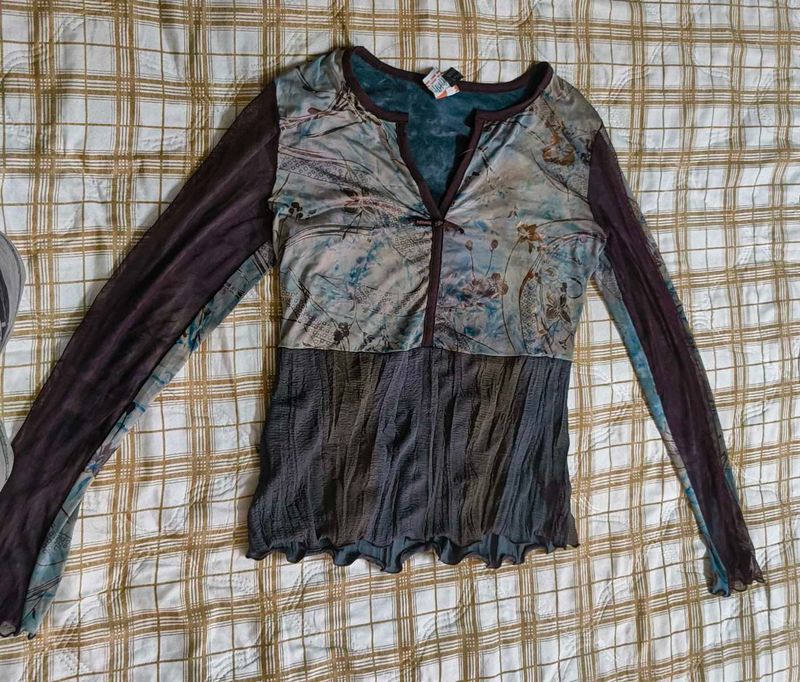 yk2 / vintage Unique Print Long Sleeve Top