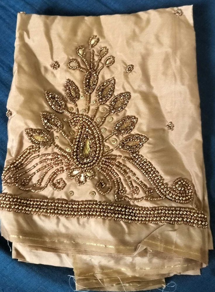 Aari work blouse material piece golden clr