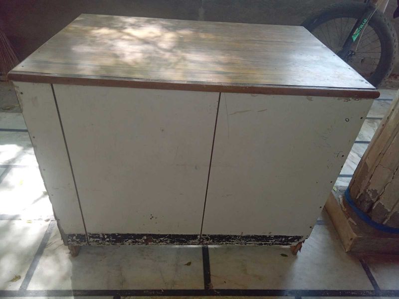 White Table with Wooden Top