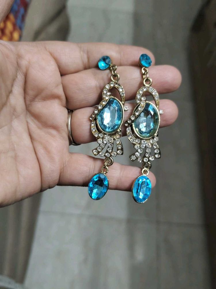 Blue Stone Dangle Earrings