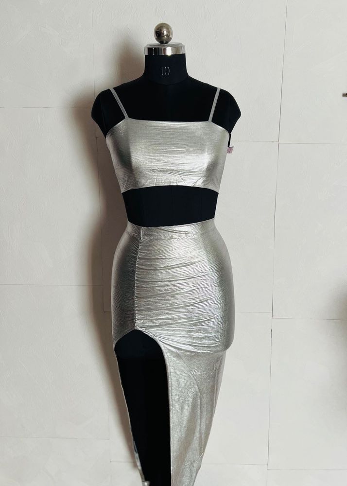 Silver Metallic Co-ord Set