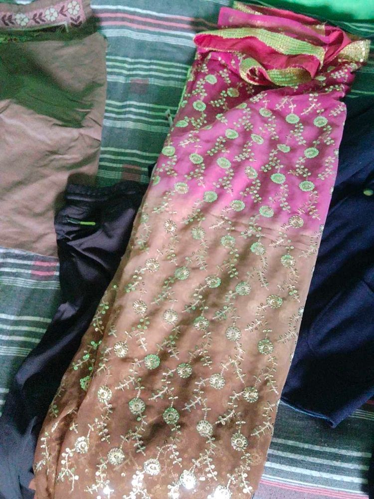 Embroidered Ombre Saree