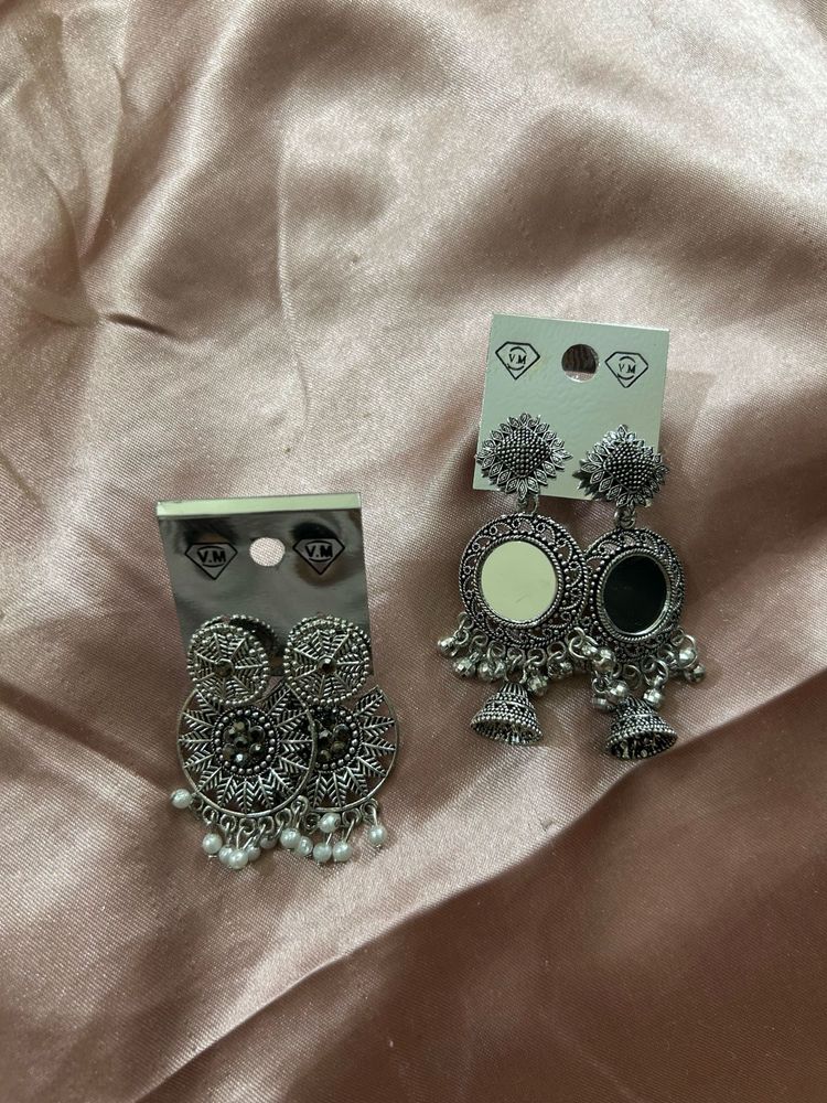 Antique Oxidized Jhumka Earrings Set