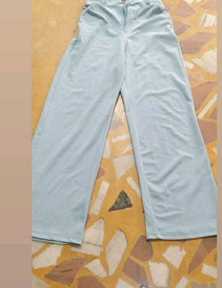 Light Blue Wide Leg Trousers