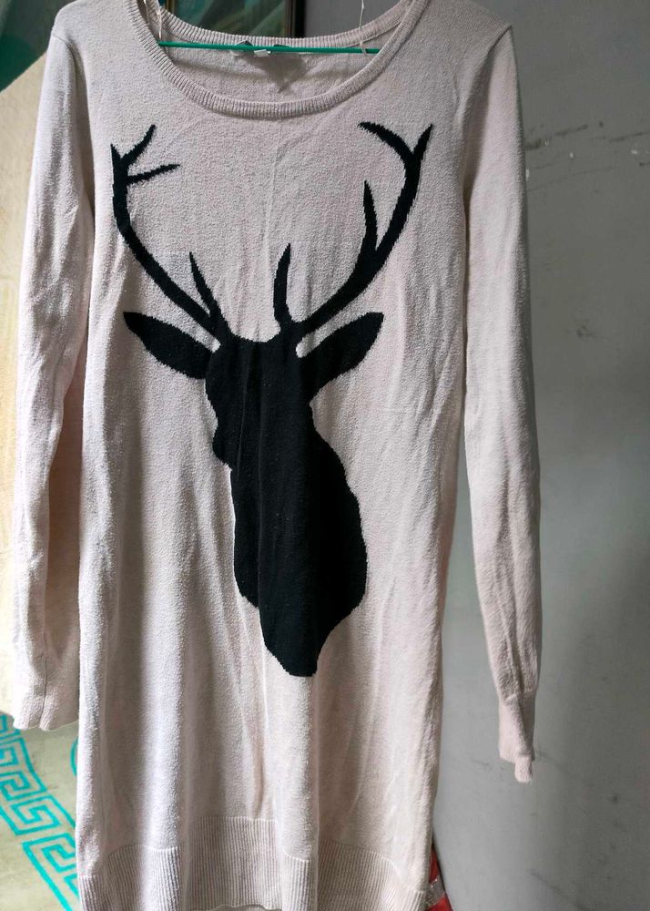 Deer Print Knit Dress