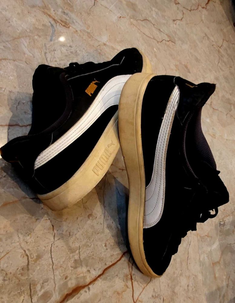 PUMA Smash-Inspired Casual Sneakers – Black/White/