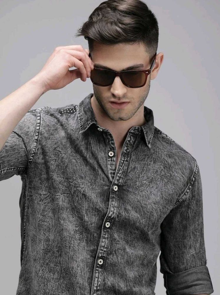 Men's Grey Denim Shirt