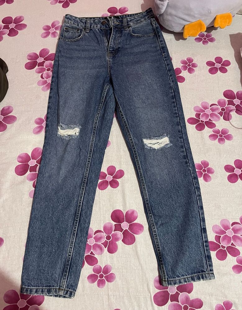 Ripped Blue Denim Jeans