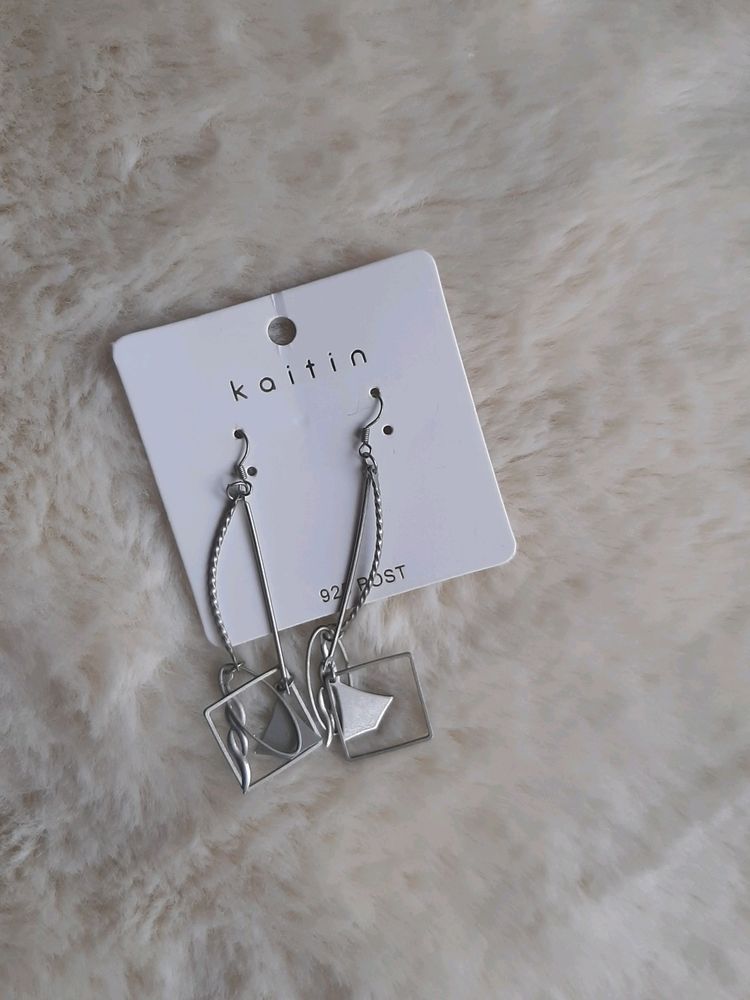 Women Drop Earrings Silver Color