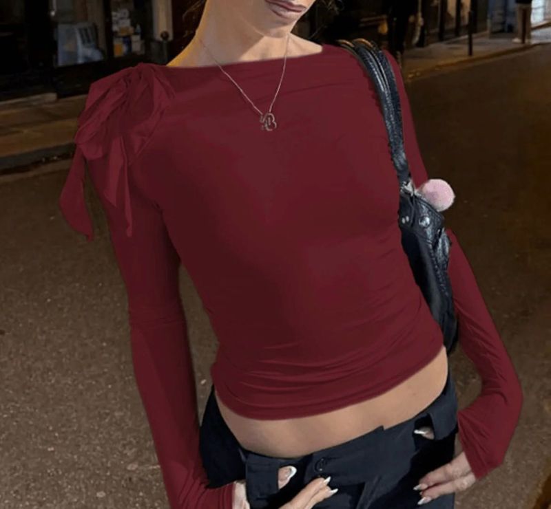 Chic Maroon Long Sleeve Top