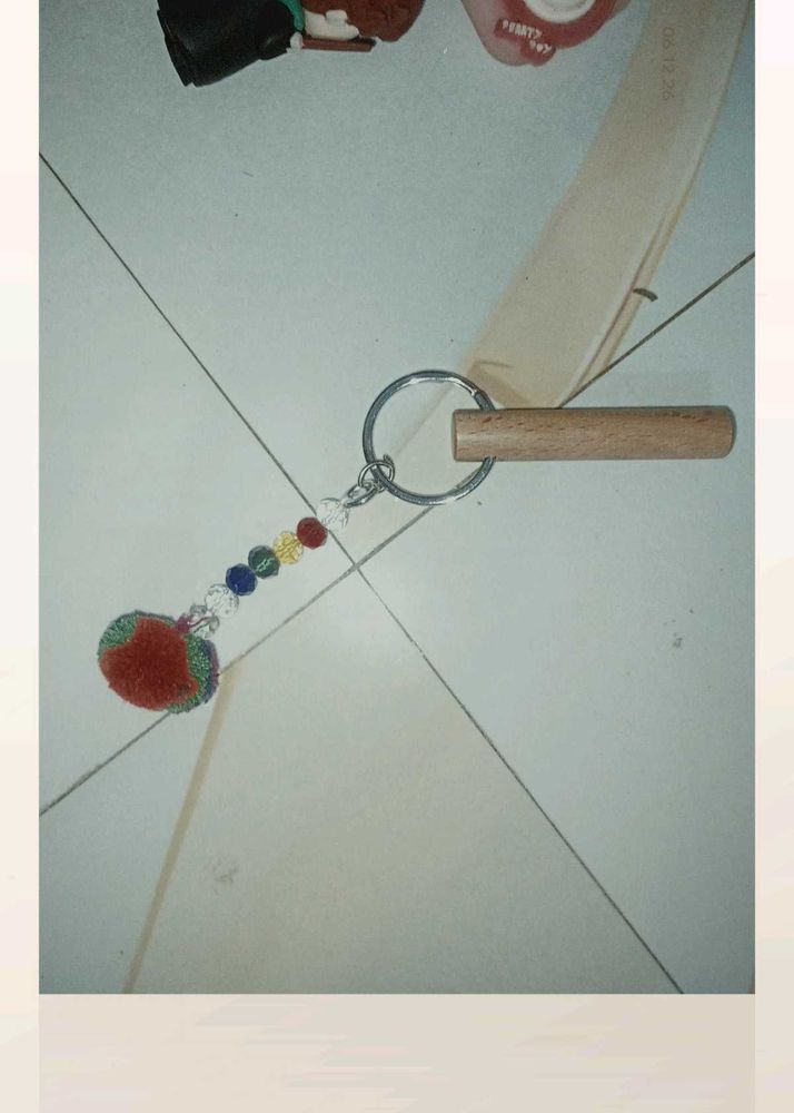 for jain jai jinendra Boho Keychain with Pom Po