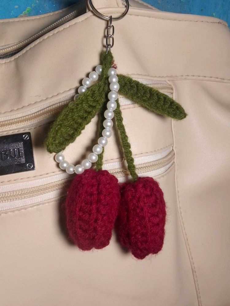 ✨Handmade Cherry Keychain 🌷