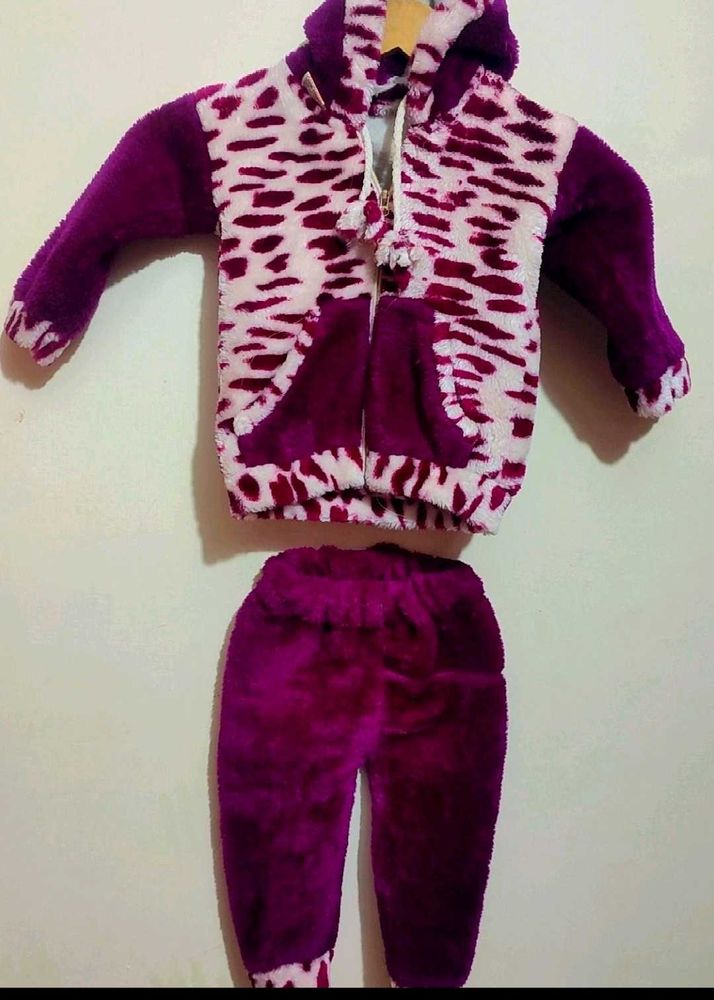 Purple🟣 Winter 2 Pcs Set For 6-9 Month Baby