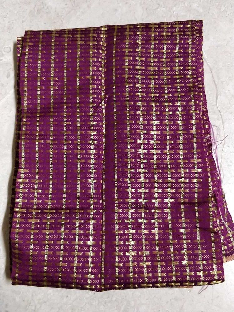 Purple with Golden Weave Saree blouse piece