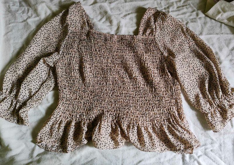 Smocked Square Neck Blouse