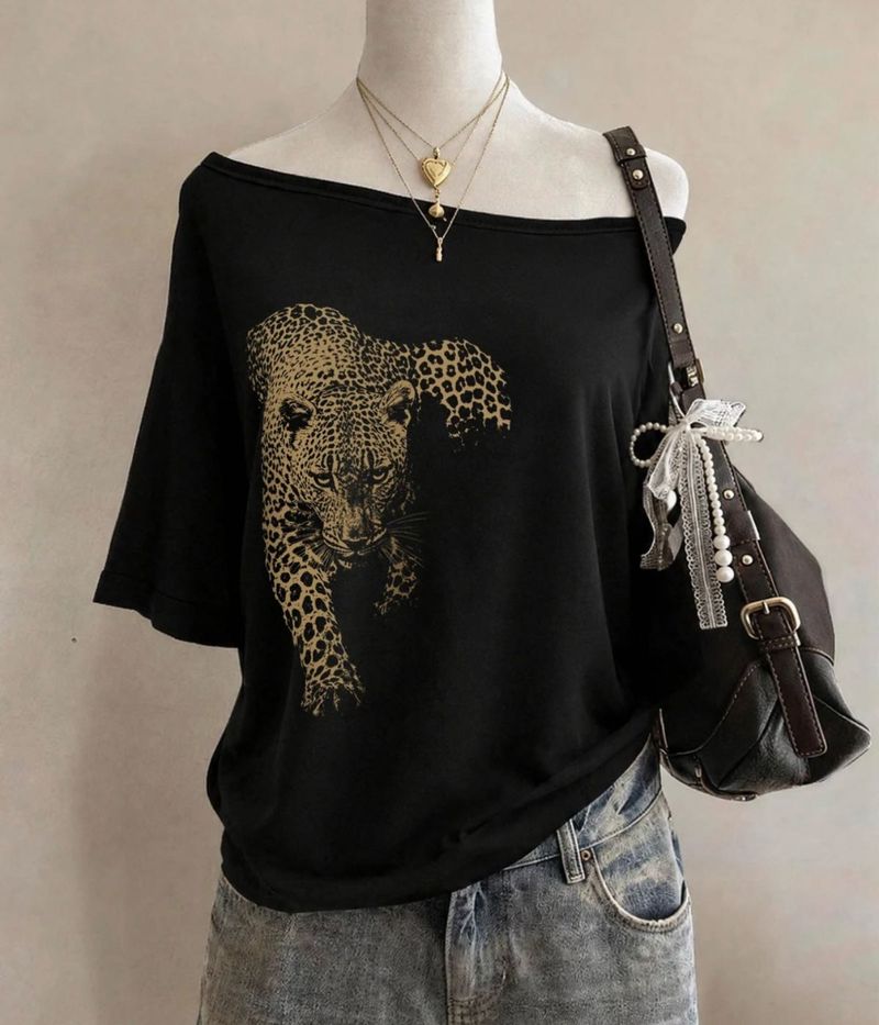 Leopard Print Off-Shoulder Top
