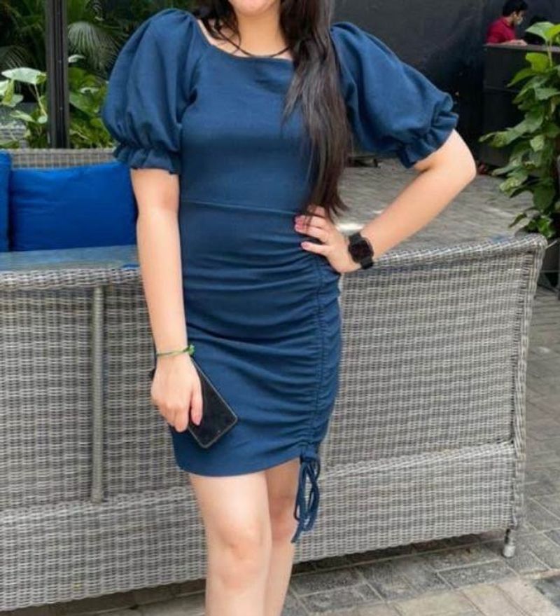 Chic Ruched Puff Sleeve Dress