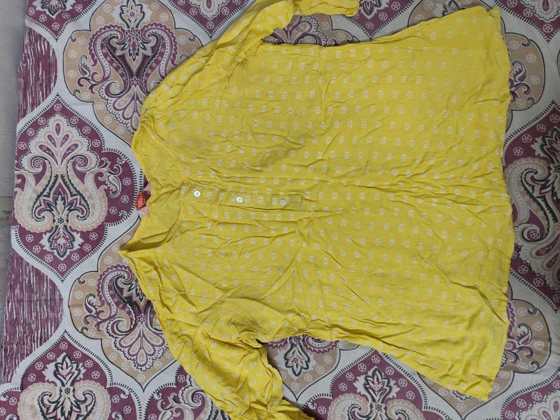 Vibrant Yellow Printed Kurta