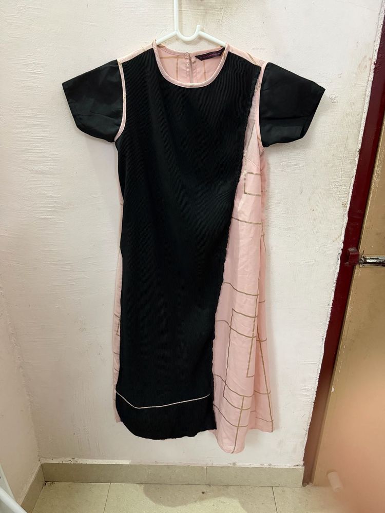Pantaloons Elegant Black &amp; Pink Dress/kurti