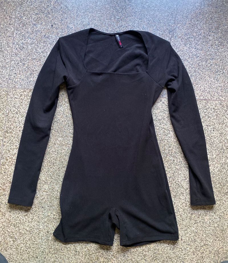 Newme Black Long Sleeve Bodysuit