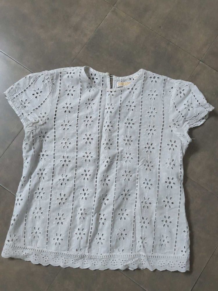 White Broderie Anglaise Top
