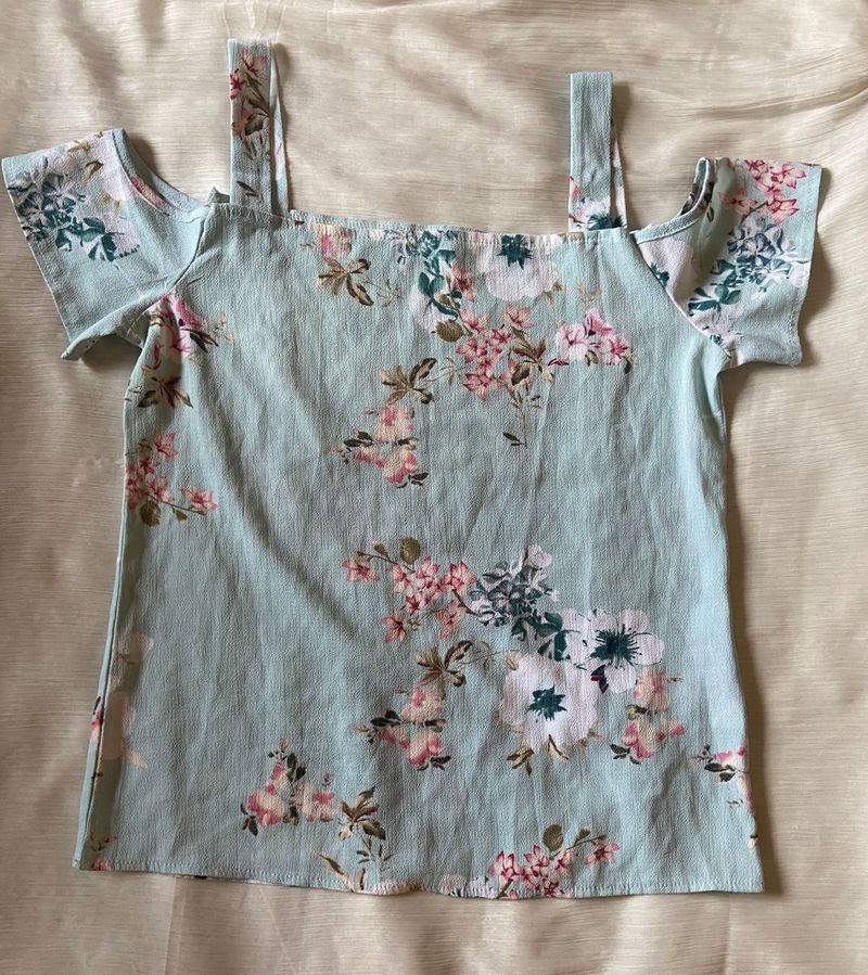Pastel Floral Cole Shoulder Top