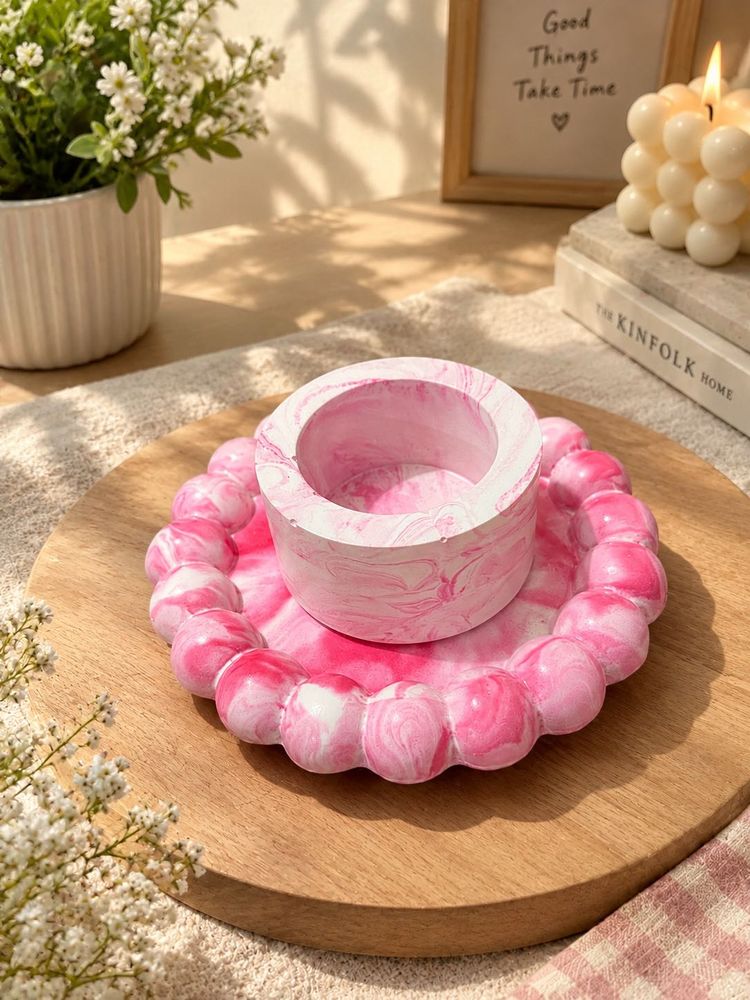 Bubble coaster with T light holder set