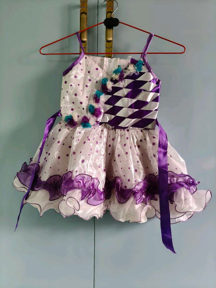 Purple &amp; White Polka Dot Dress