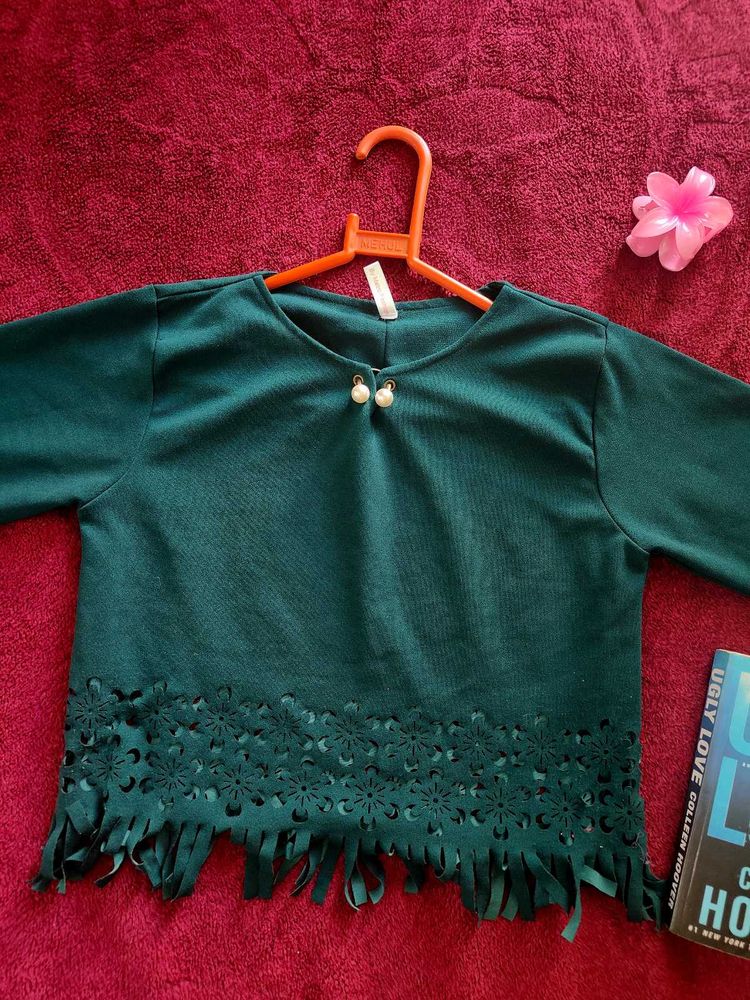 new Green Cutout Detail Top