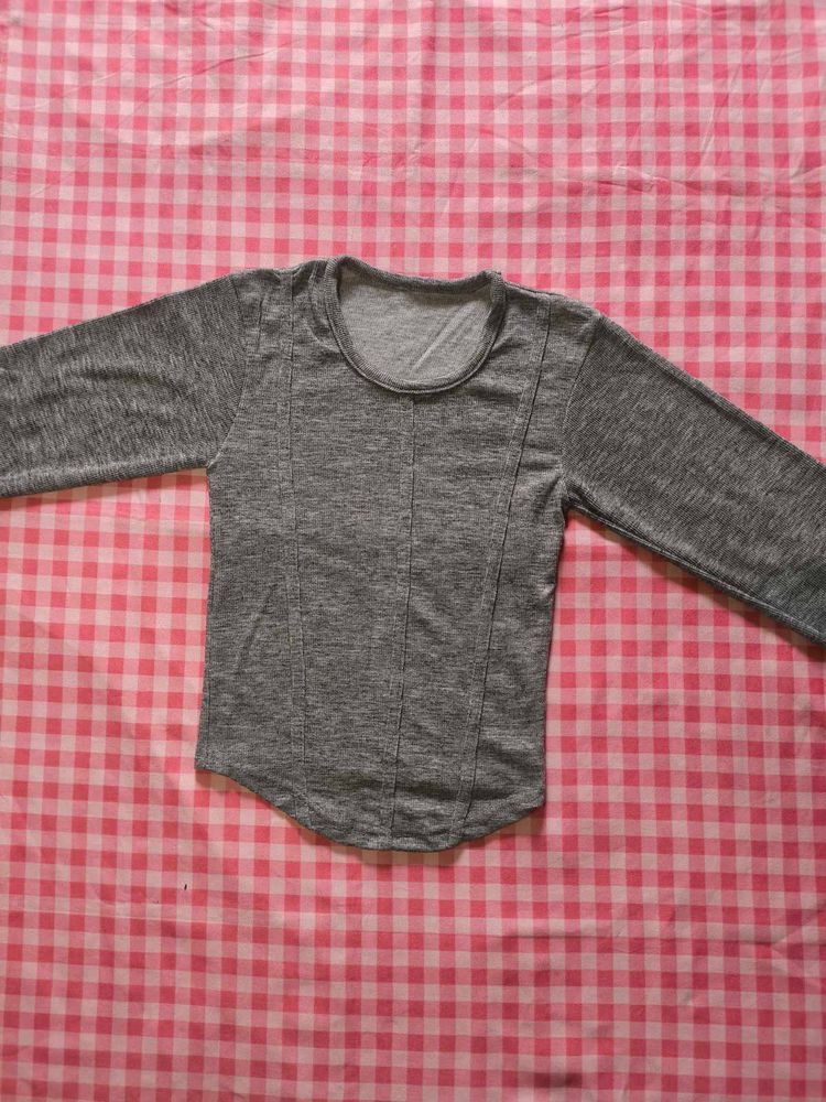 grey corset top long sleeves